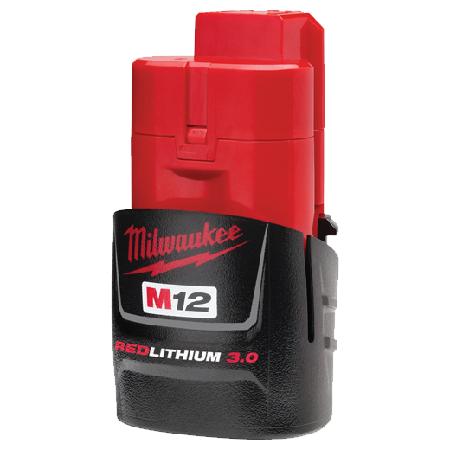 Battery for Cordless Tools, M12 Red Lithium, 3.0 amp-hours, Milwaukee