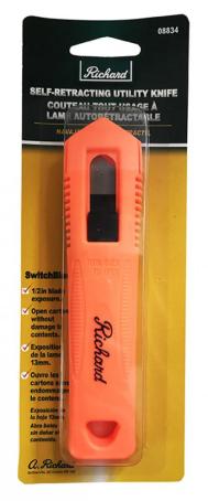 Utility Knife, Self Retracting, 1/2