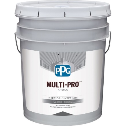 Paint, Interior, Wall & Ceiling, PPG Multi-Pro, Flat, White/Pastel Base, 18.9L