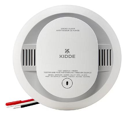 Smoke Alarm, 120 volt Wire-In, w/2xAA Backup Battery, Kidde 21031486