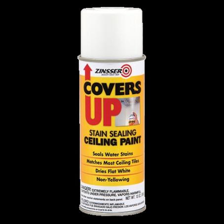 Primer, Interior, Zinsser Covers-Up, Ceiling Stain Paint, White, 369g Aero