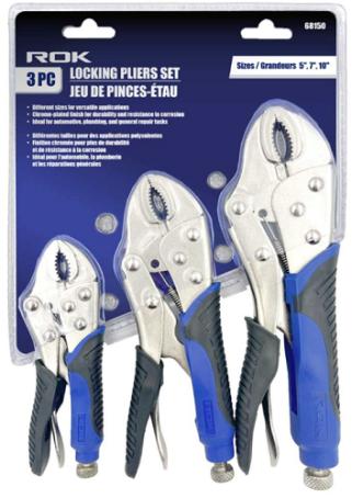 Pliers, Locking, 3-Piece Set, ROK