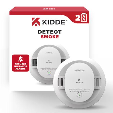 Smoke Alarm, 2x AA Battery-Operated, Two-Pack, Kidde 21031452