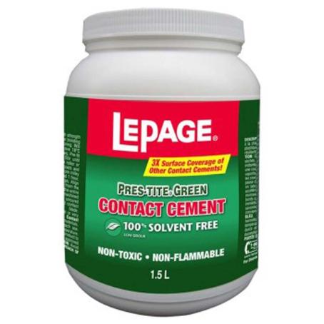 Contact Cement, Lepage Pres-Tite Green, Latex-Based, 1.5 liter