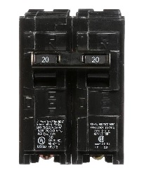Circuit Breaker, Siemens, 20 amp Double Pole, Q220 (fits EQ, EQL, SEQ, EQG, PL and ES)