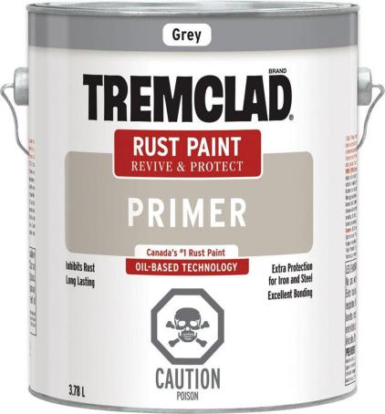 Tremclad Rust Paint, Grey Primer, 3.78 liter
