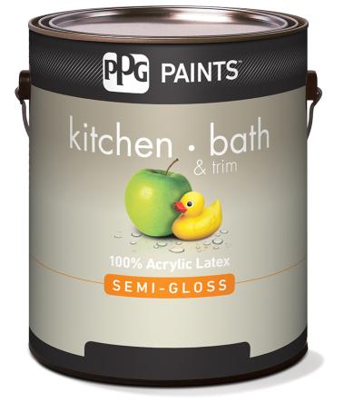 Paint, Interior, Acrylic Latex, KITCHEN & BATH, Semi-Gloss, Midtone Base, 3.78 liter