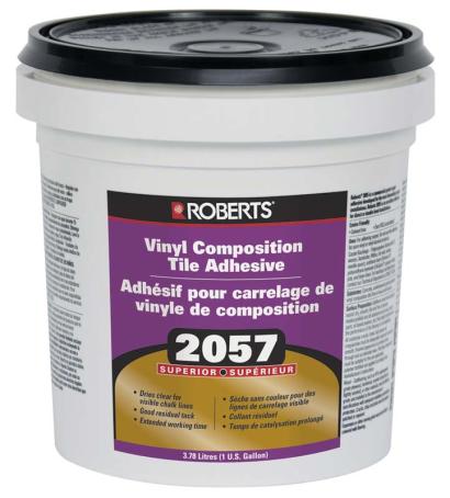 Tile Adhesive, for Vinyl Composition Tile RTU, Roberts #2057, 3.78 liter (VCT tile)