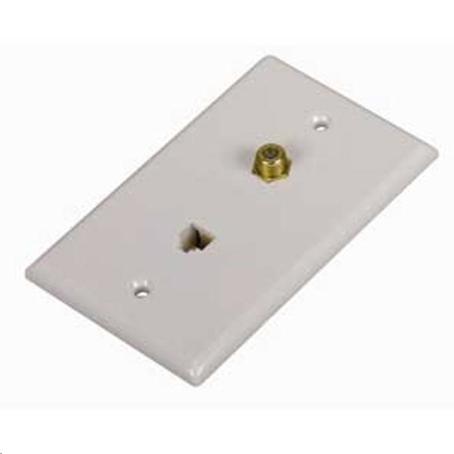 Modular Wall Plate, Phone/Coaxial, WHITE (CTP062WH)