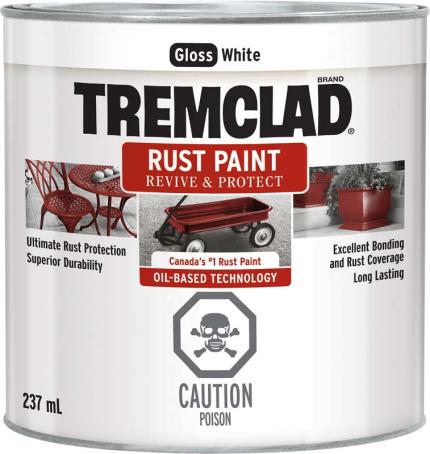 Tremclad Rust Paint, Gloss White, 237 ml