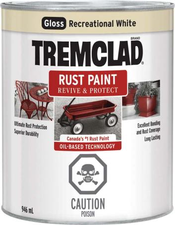 Tremclad Rust Paint, Recreational White, 946 ml