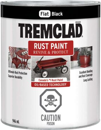Tremclad Rust Paint, Flat Black, 946 ml