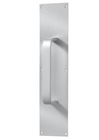 Door Pull with Push Plate, BRUSHED ALUMINUM, Taymor