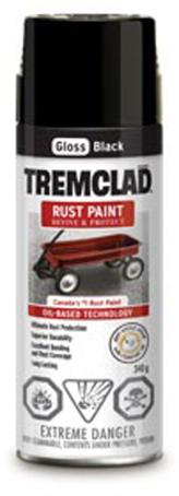 Tremclad Rust Paint, Gloss Black, 340 gram Spray