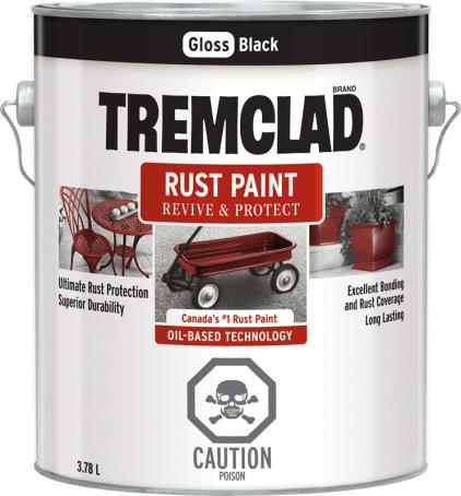 Tremclad Rust Paint, Gloss Black, 3.78 liter