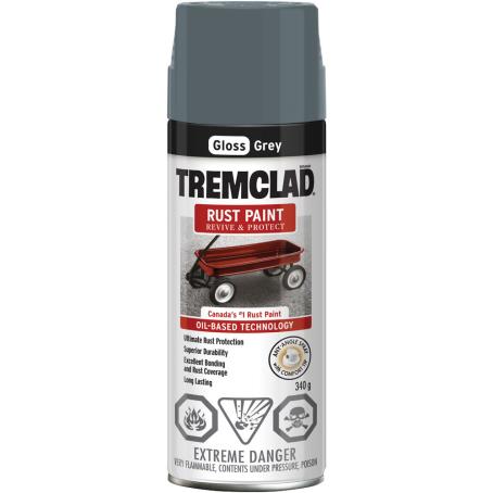 Tremclad Rust Paint, Grey, 340 gram Spray