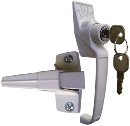 Pushbutton Handle Set, for Screen Door, with Key Lock, Classic WHITE