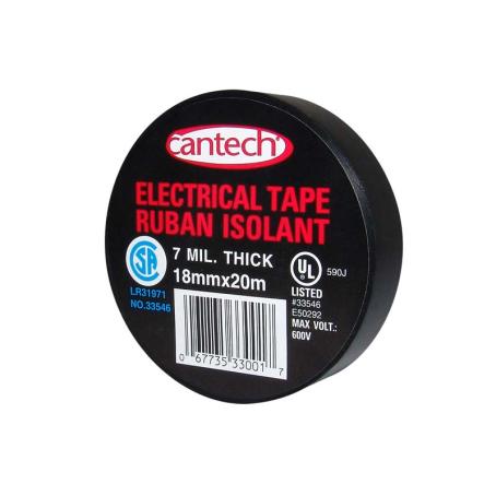 Electrical Tape, BLACK Vinyl, CSA, 18mm x 20m