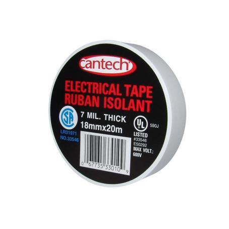 Electrical Tape, WHITE Vinyl, CSA, 18mm x 20m