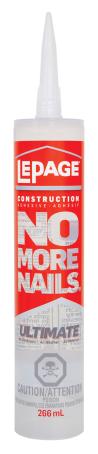 Construction Adhesive, Lepage NO MORE NAILS Ultimate, Crystal Clear, 266ml