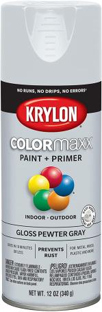 Spray Paint, Krylon COLORmaxx, Gloss Pewter Grey, 340 gram
