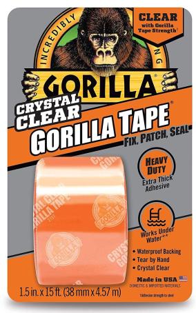 Gorilla Tape, Waterproof, Crystal Clear, 1-1/2