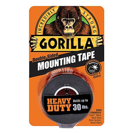 Gorilla Tape, Int/Ext Heavy Duty Mounting Tape, Black, 30lbs, 25mm x 1.5m