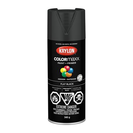 Spray Paint, Krylon COLORmaxx, Flat Black, 340 gram