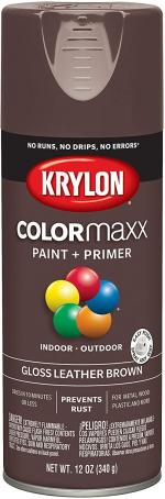 Spray Paint, Krylon COLORmaxx, Gloss Leather Brown, 340 gram