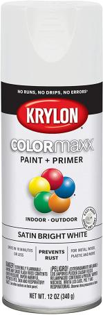 Spray Paint, Krylon COLORmaxx, Satin Bright White, 340 gram