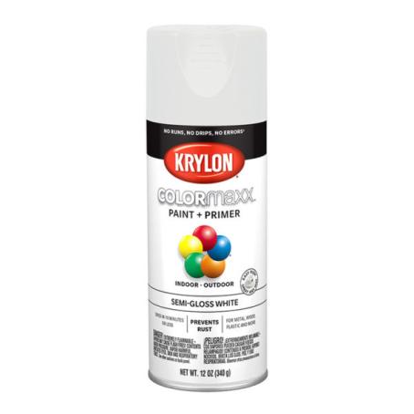 Spray Paint, Krylon COLORmaxx, Semi-Gloss White, 340 gram