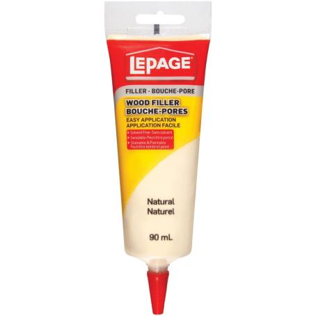 Wood Filler, Interior, Latex, Tinted NATURAL, 90 ml Squeeze Tube, Lepage