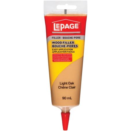 Wood Filler, Interior, Latex, Tinted LIGHT OAK, 90 ml Squeeze Tube, Lepage