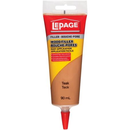Wood Filler, Interior, Latex, Tinted TEAK, 90 ml Squeeze Tube, Lepage