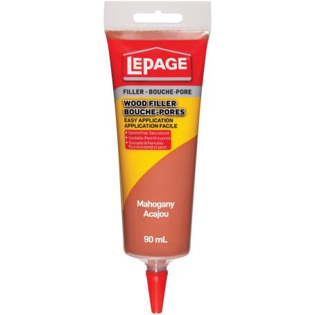 Wood Filler, Interior, Latex, Tinted MAHOGANY, 90 ml Squeeze Tube, Lepage