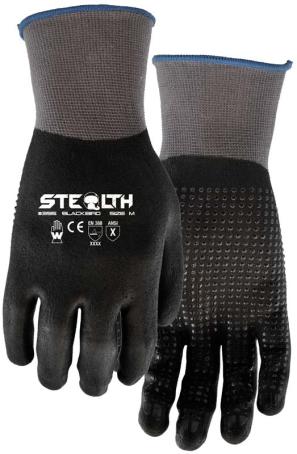 Gloves, Work, Knit/Nitrile with Grip Dots, Medium, WATSON 