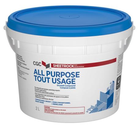 Drywall Compound, All-Purpose, 3 kg (2 liter) bucket, CGC (blue lid)