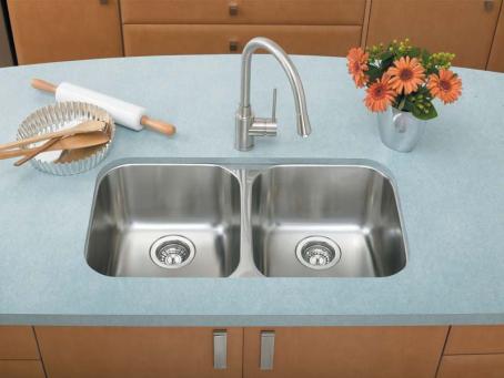 Kitchen Sink, Blanco, ESSENTIALS U2, Double Bowl, Undermount, Stainless Steel
