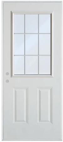 Exterior Door, Steel, 9-LITE, 6-5/8 Jamb, Right Hinge, 32x80