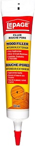 Wood Filler, Interior/Exterior, Latex, Stainable Tan, 162 ml Squeeze Tube, Lepage