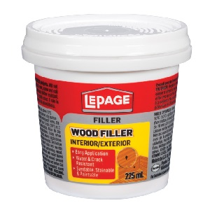 Wood Filler, Interior/Exterior, Latex, Stainable Tan, 225 ml Tub, Lepage