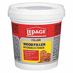 Wood Filler, Interior/Exterior, Latex, Stainable Tan, 500 ml Tub, Lepage