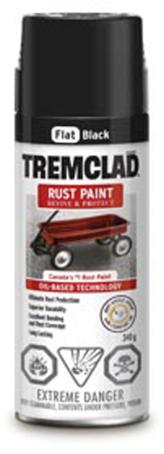 Tremclad Rust Paint, Flat Black, 340 gram Spray