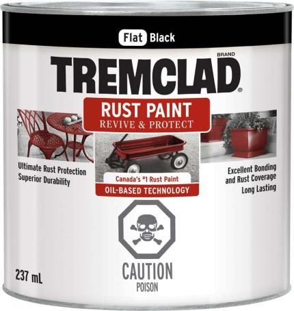 Tremclad Rust Paint, Flat Black, 237 ml