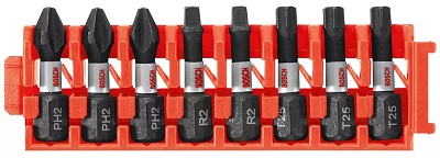 Power Bits, Impact, 8 pieces Assorted, with clip for Case System, Bosch Impact Tough
