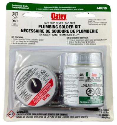 Soldering Kit, Lead Free, 113 gram solder+ flux + brush, OATEY (for plumbing use)