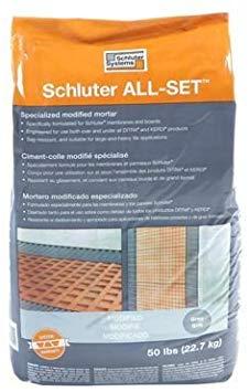 Thinset Mortar, Polymer-Modified, Schluter ALL SET, WHITE, 50 lb bag