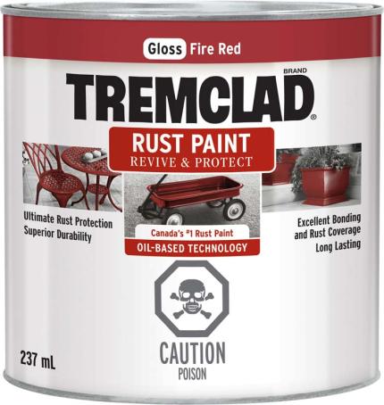 Tremclad Rust Paint, Fire Red, 237 ml