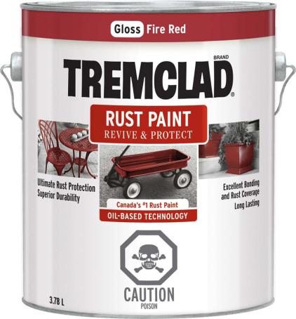 Tremclad Rust Paint, Fire Red, 3.78 liter