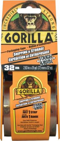 Gorilla Tape, Shipping Tape with Dispenser, 76mm x 32m